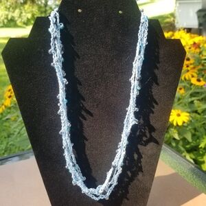Elegant Ice Blue Beaded Necklace